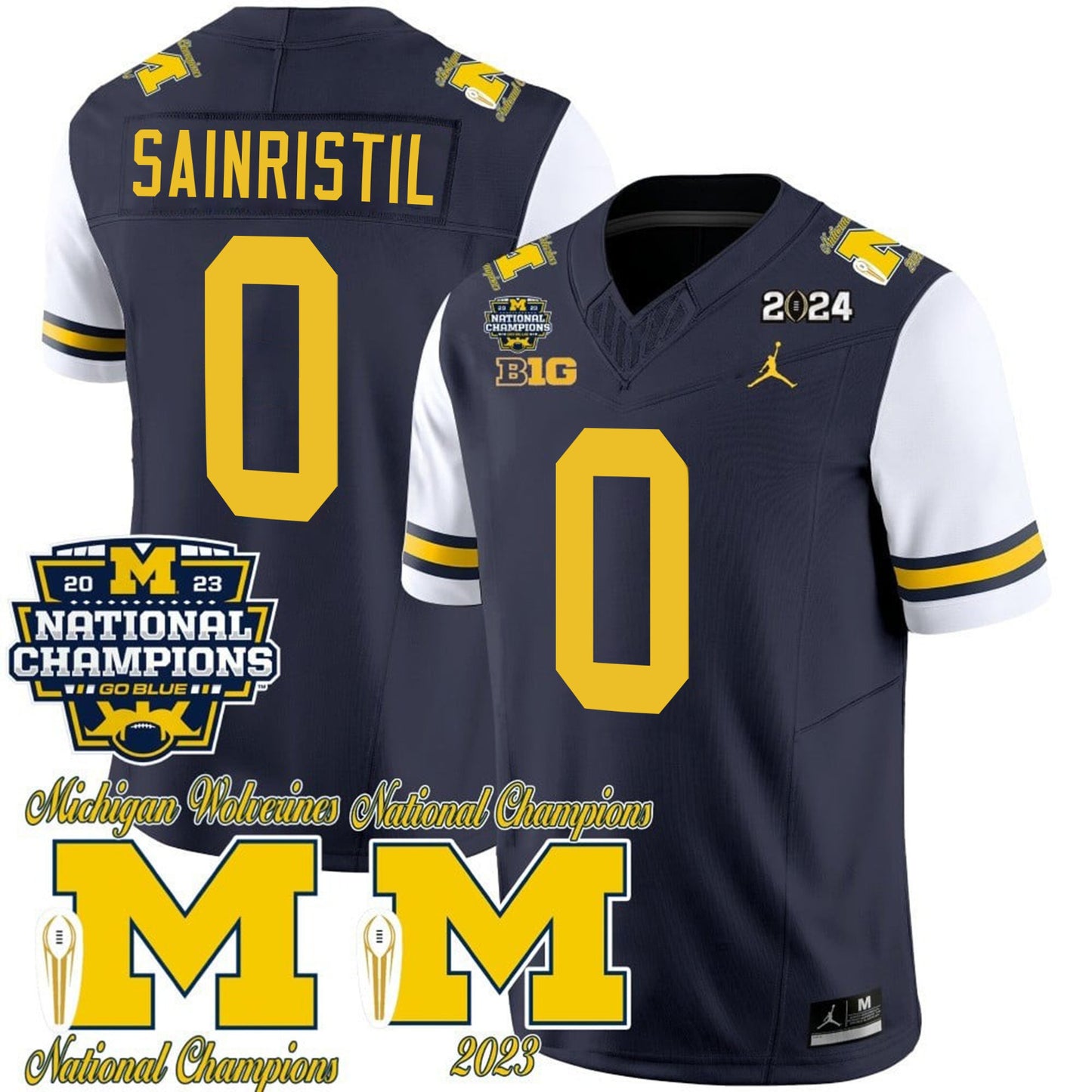 Michigan Wolverines CFP 2023 National Champions Patch Vapor Jersey - All Stitched