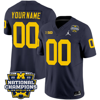 Michigan Wolverines 2023 National Champions Patch Vapor Custom Jersey V2 - All Stitched