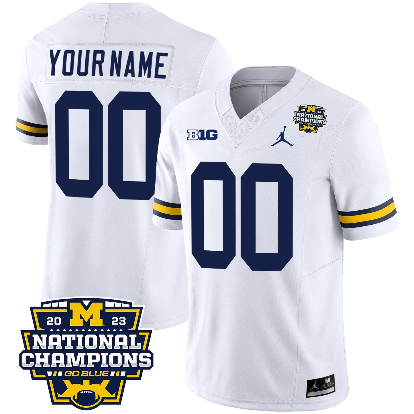 Michigan Wolverines 2023 National Champions Patch Vapor Custom Jersey V2 - All Stitched