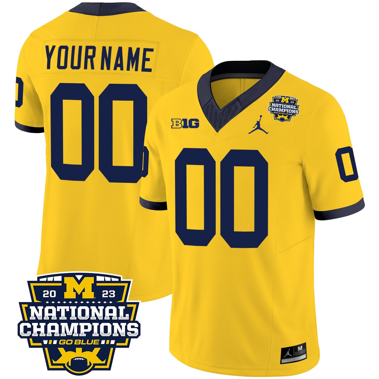 Michigan Wolverines 2023 National Champions Patch Vapor Custom Jersey V2 - All Stitched