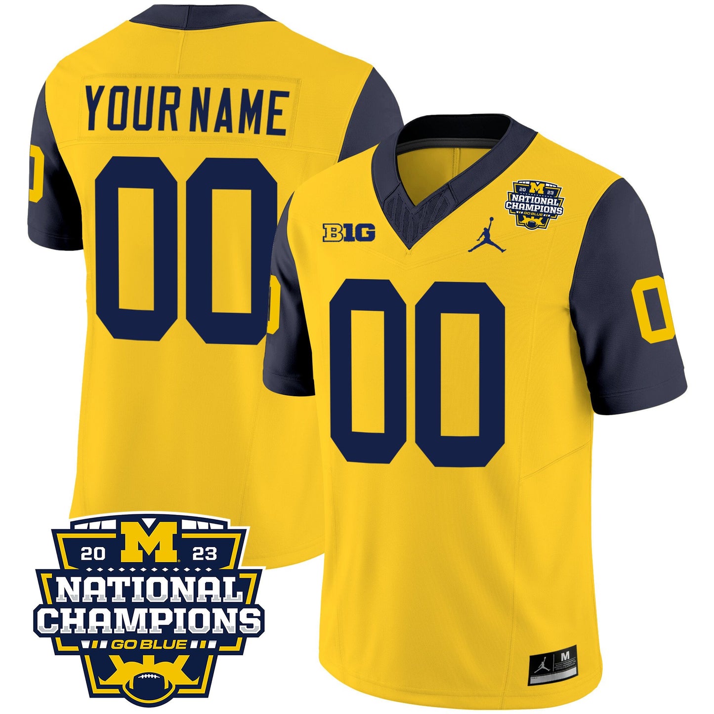 Michigan Wolverines 2023 National Champions Patch Vapor Custom Jersey V2 - All Stitched