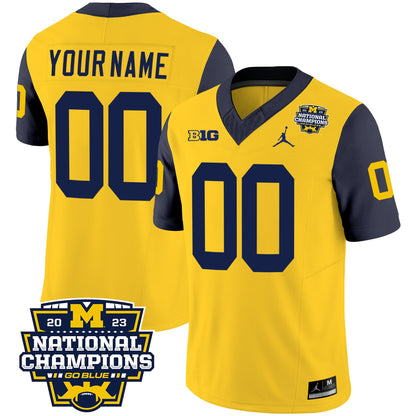 Michigan Wolverines 2023 National Champions Patch Vapor Custom Jersey V2 - All Stitched