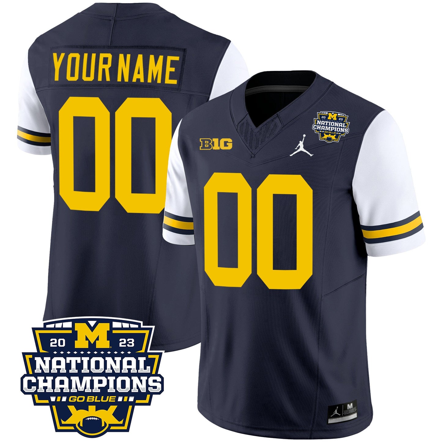 Michigan Wolverines 2023 National Champions Patch Vapor Custom Jersey V2 - All Stitched