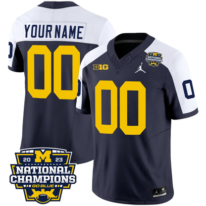 Michigan Wolverines 2023 National Champions Patch Vapor Custom Jersey V2 - All Stitched