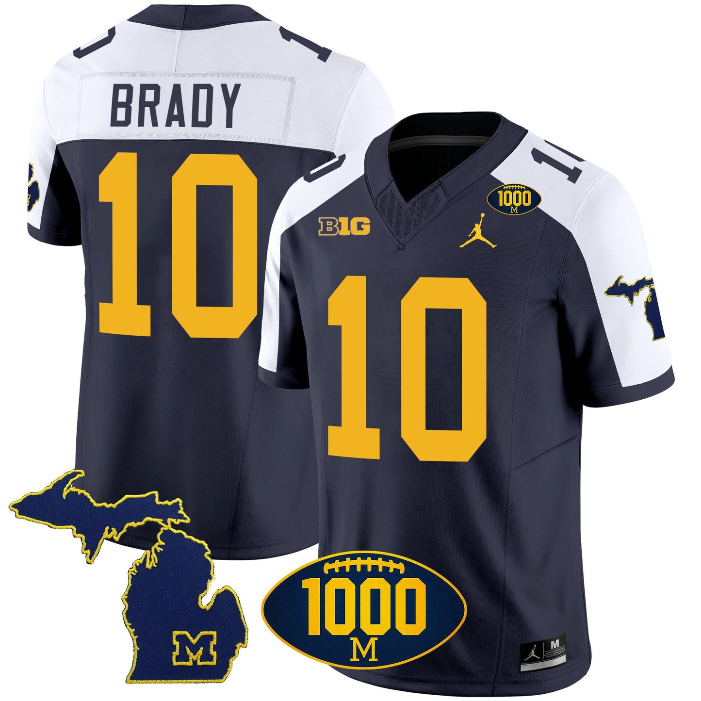 Michigan Wolverines 1000 Wins Patch Vapor Jersey V3 - All Stitched