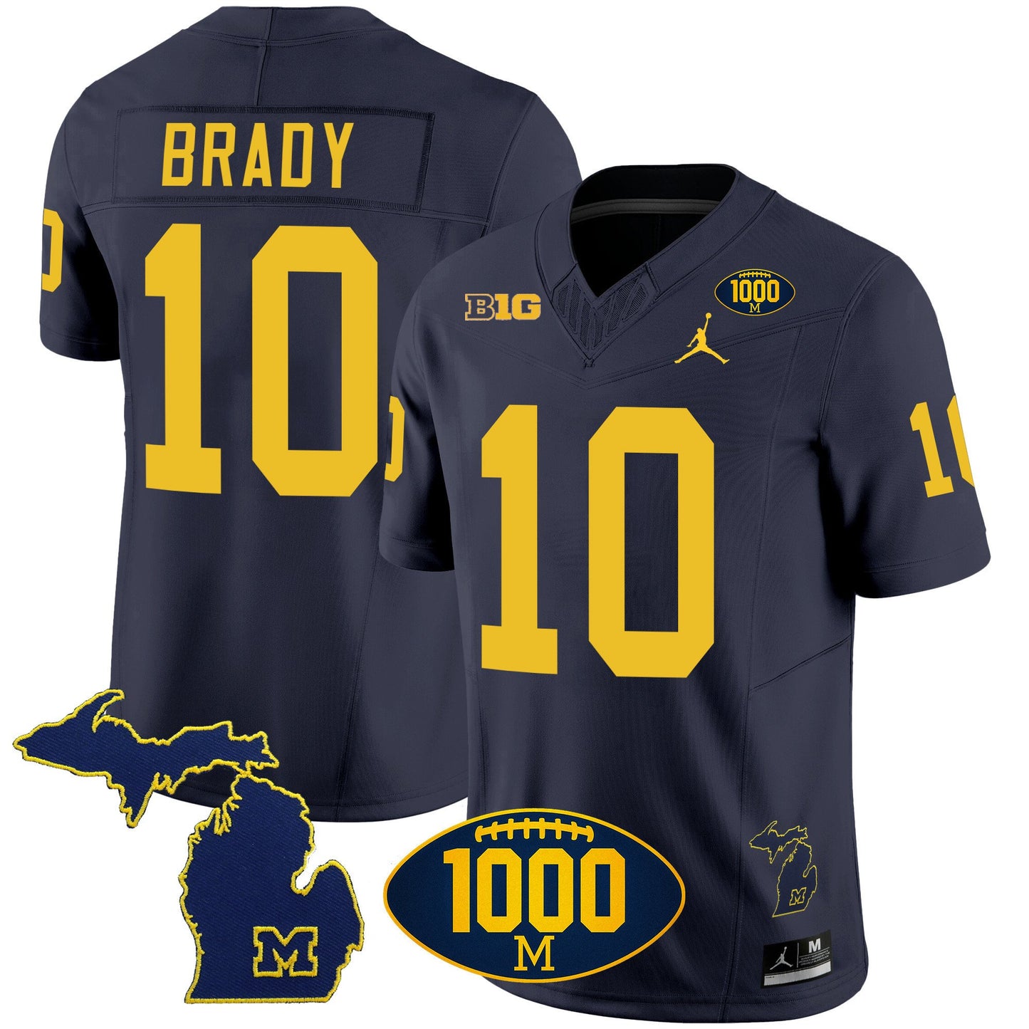 Michigan Wolverines 1000 Wins Patch Vapor Jersey V3 - All Stitched