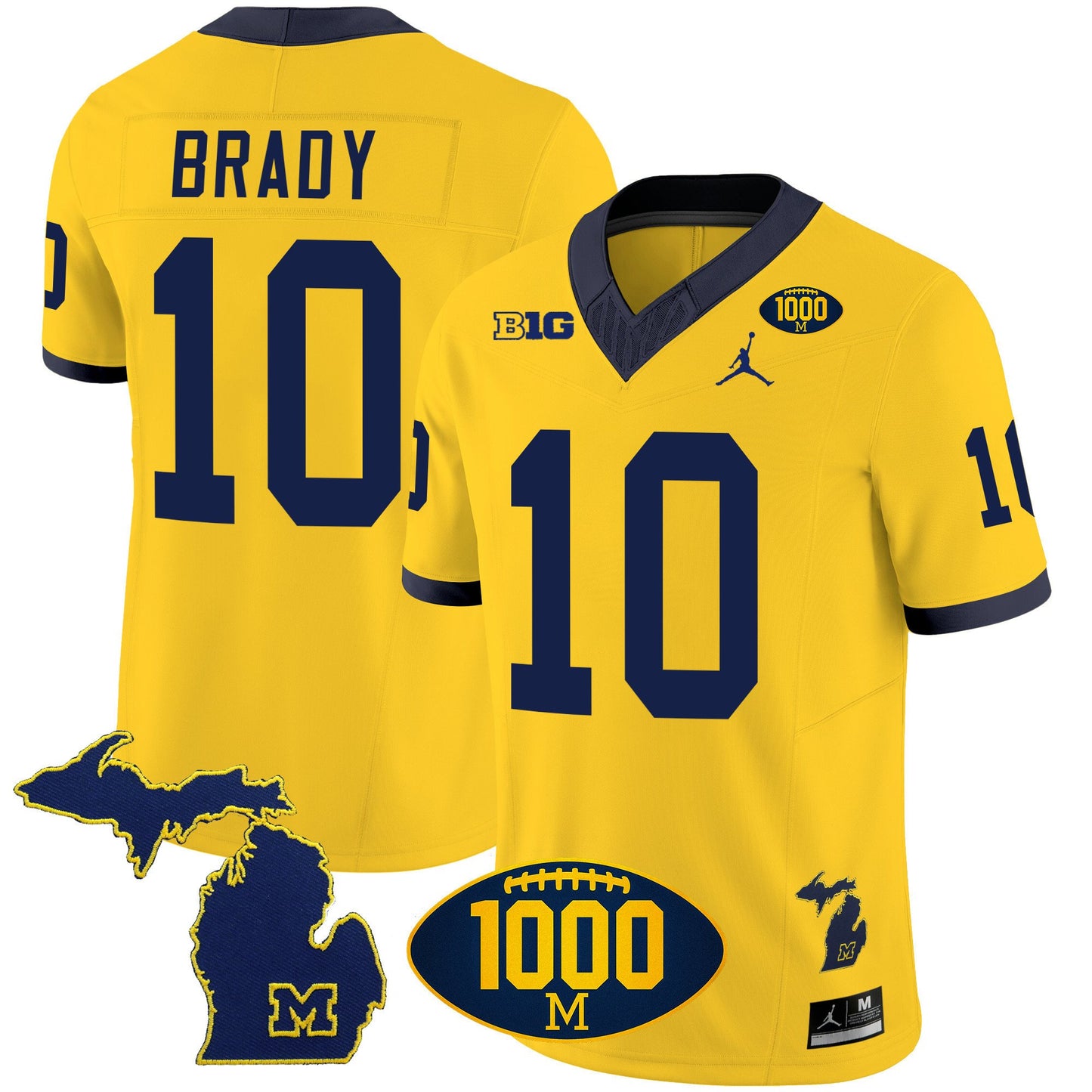 Michigan Wolverines 1000 Wins Patch Vapor Jersey V3 - All Stitched