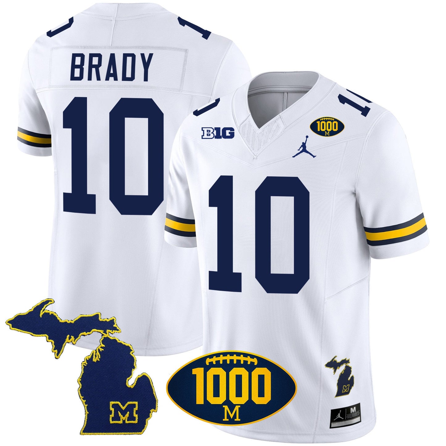 Michigan Wolverines 1000 Wins Patch Vapor Jersey V3 - All Stitched