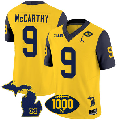 Michigan Wolverines 1000 Wins Patch Vapor Jersey V3 - All Stitched