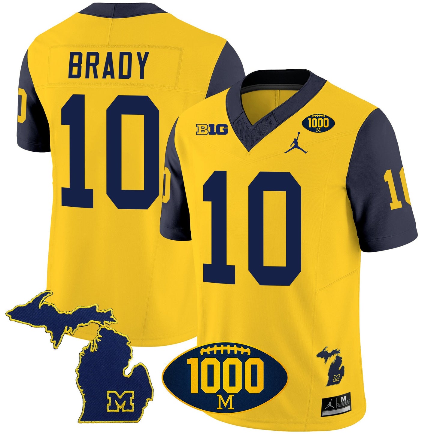 Michigan Wolverines 1000 Wins Patch Vapor Jersey V3 - All Stitched