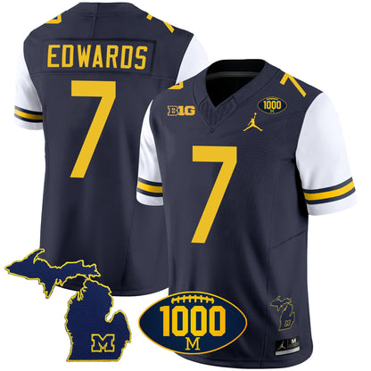 Michigan Wolverines 1000 Wins Patch Vapor Jersey V3 - All Stitched