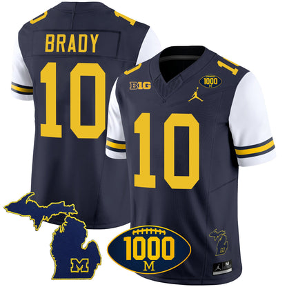 Michigan Wolverines 1000 Wins Patch Vapor Jersey V3 - All Stitched