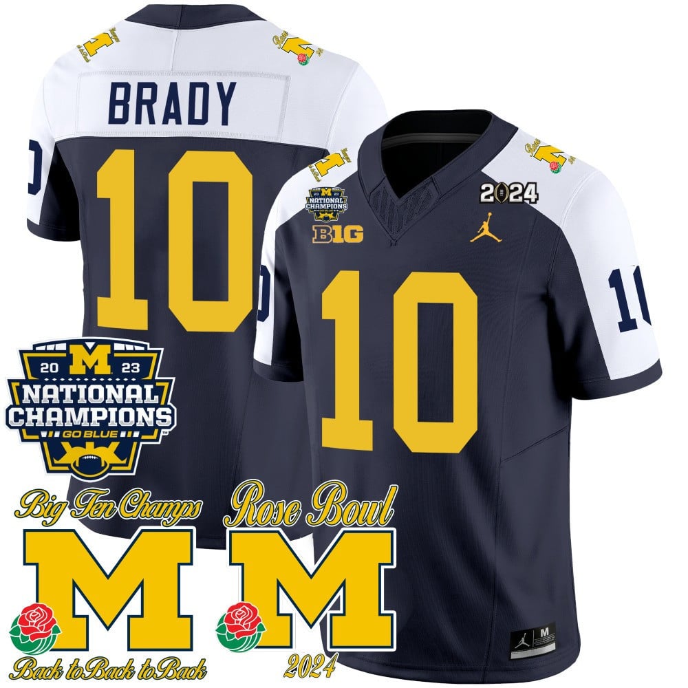 Michigan Wolverines 2023 National Champions & Rose Bowl Patch Vapor Jersey - All Stitched