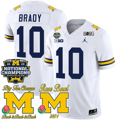 Michigan Wolverines 2023 National Champions & Rose Bowl Patch Vapor Jersey - All Stitched