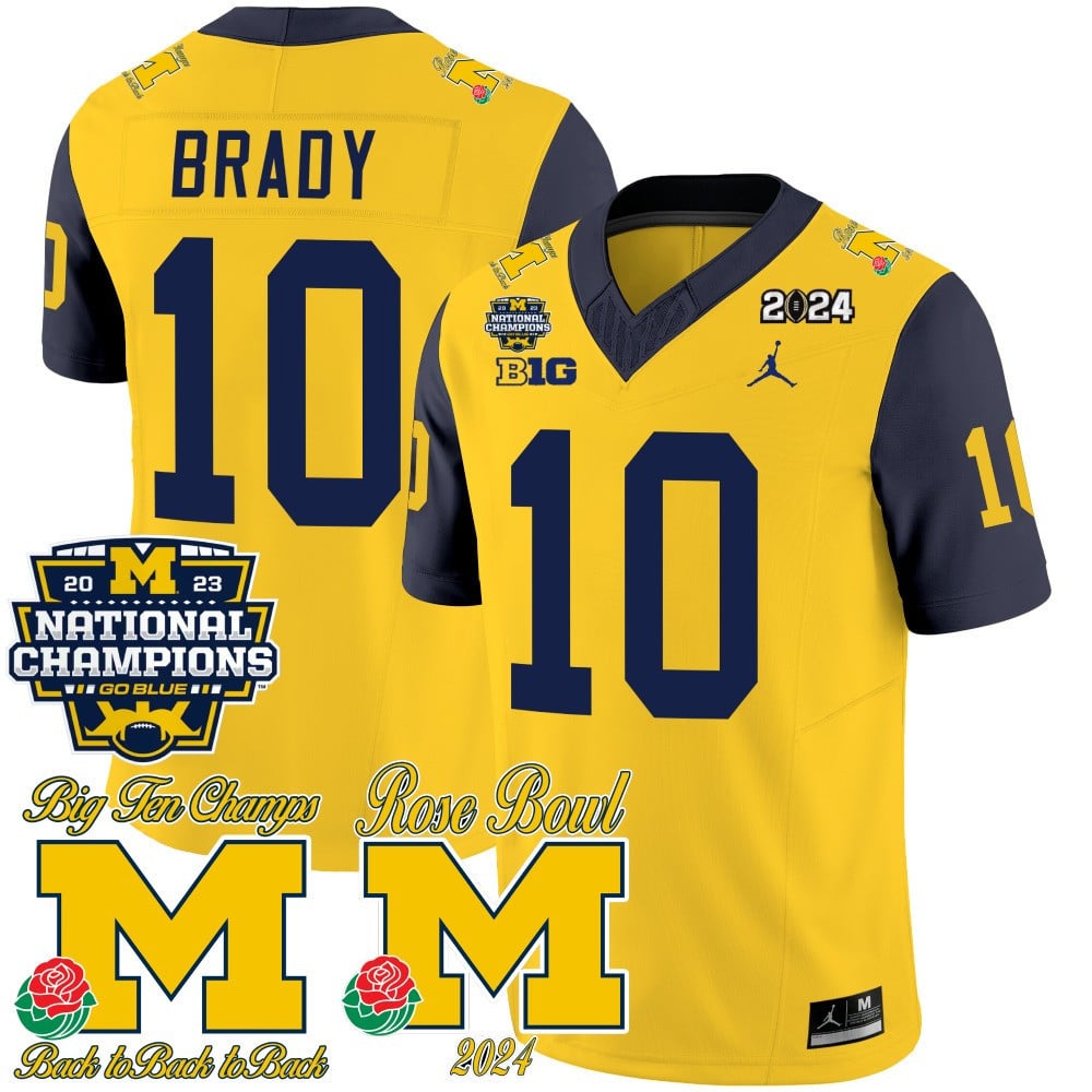 Michigan Wolverines 2023 National Champions & Rose Bowl Patch Vapor Jersey - All Stitched