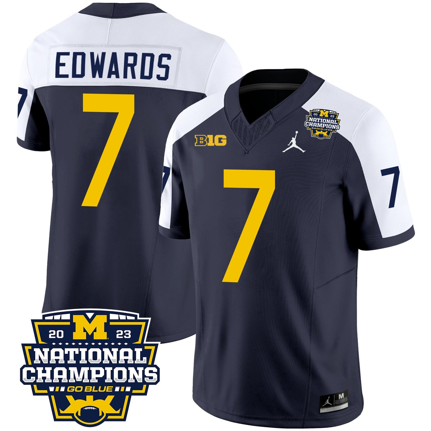 Michigan Wolverines 2023 National Champions Patch Vapor Jersey V2 - All Stitched