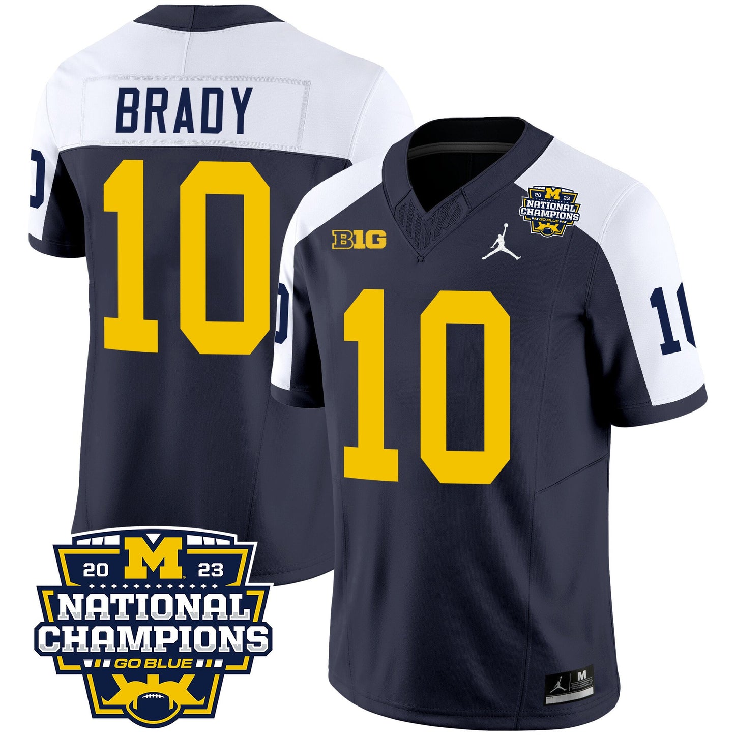 Michigan Wolverines 2023 National Champions Patch Vapor Jersey V2 - All Stitched