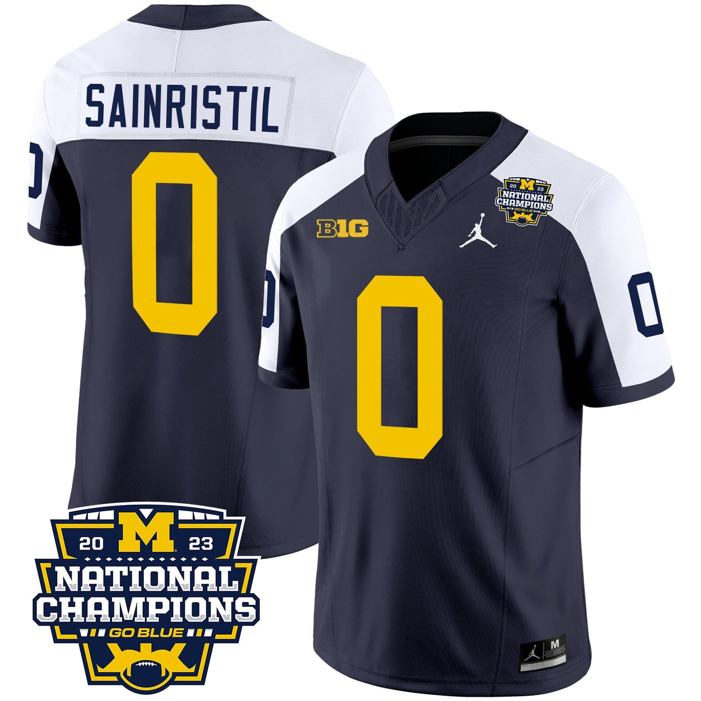 Michigan Wolverines 2023 National Champions Patch Vapor Jersey V2 - All Stitched