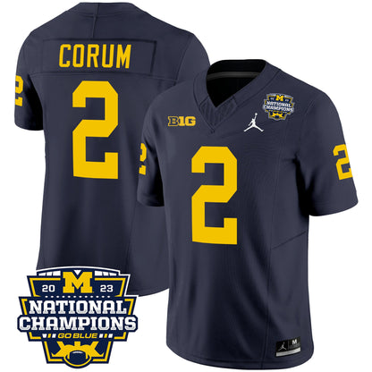 Michigan Wolverines 2023 National Champions Patch Vapor Jersey V2 - All Stitched