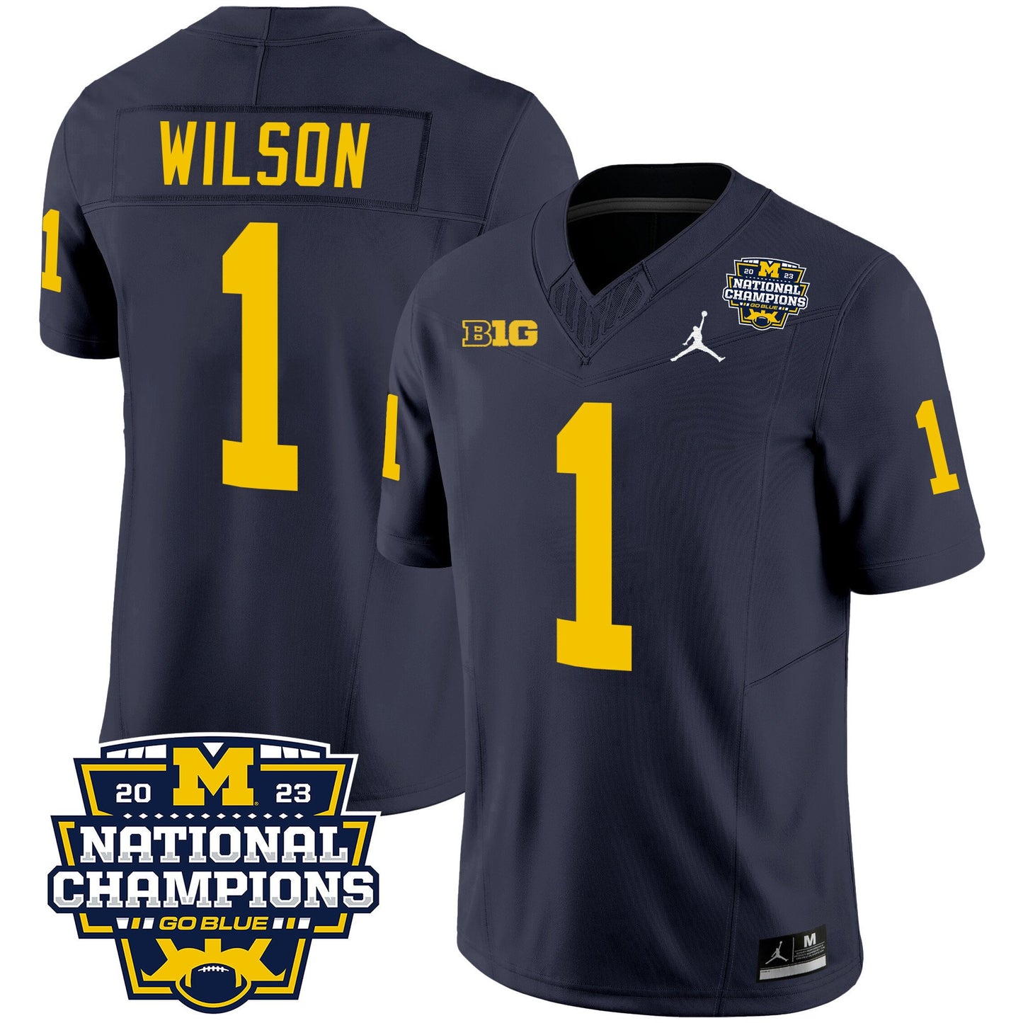 Michigan Wolverines 2023 National Champions Patch Vapor Jersey V2 - All Stitched