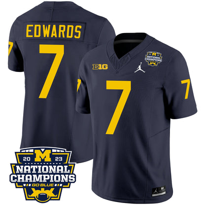 Michigan Wolverines 2023 National Champions Patch Vapor Jersey V2 - All Stitched