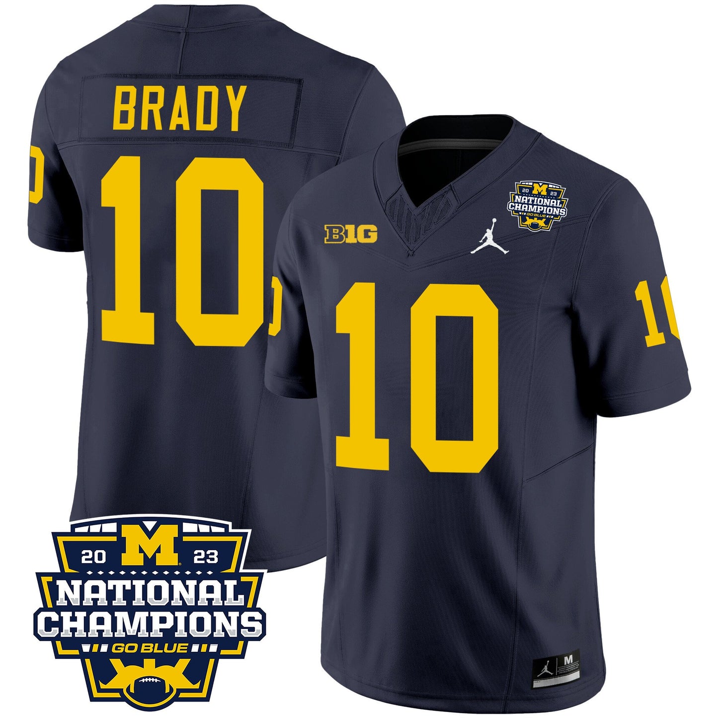 Michigan Wolverines 2023 National Champions Patch Vapor Jersey V2 - All Stitched