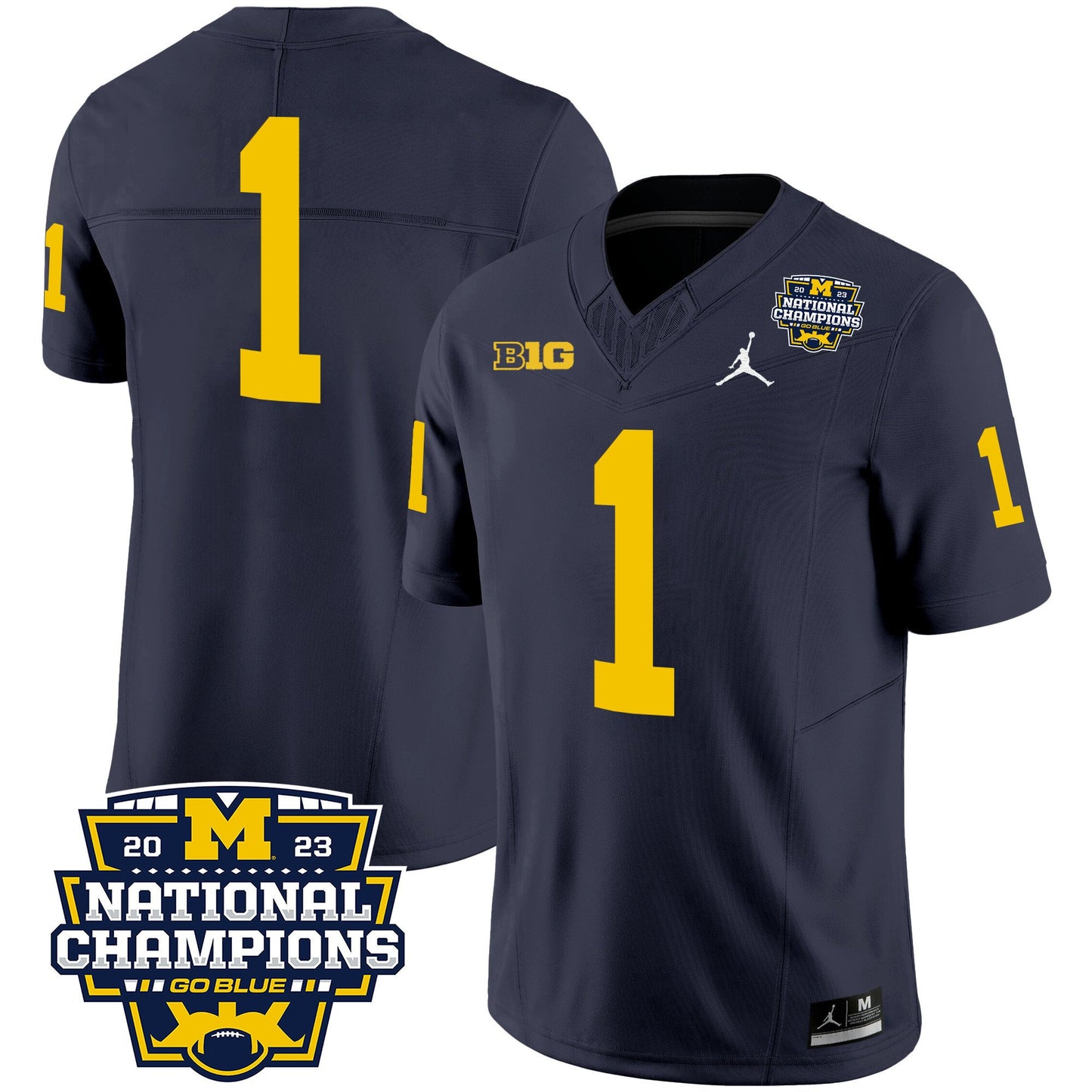 Michigan Wolverines 2023 National Champions Patch Vapor Jersey V2 - All Stitched