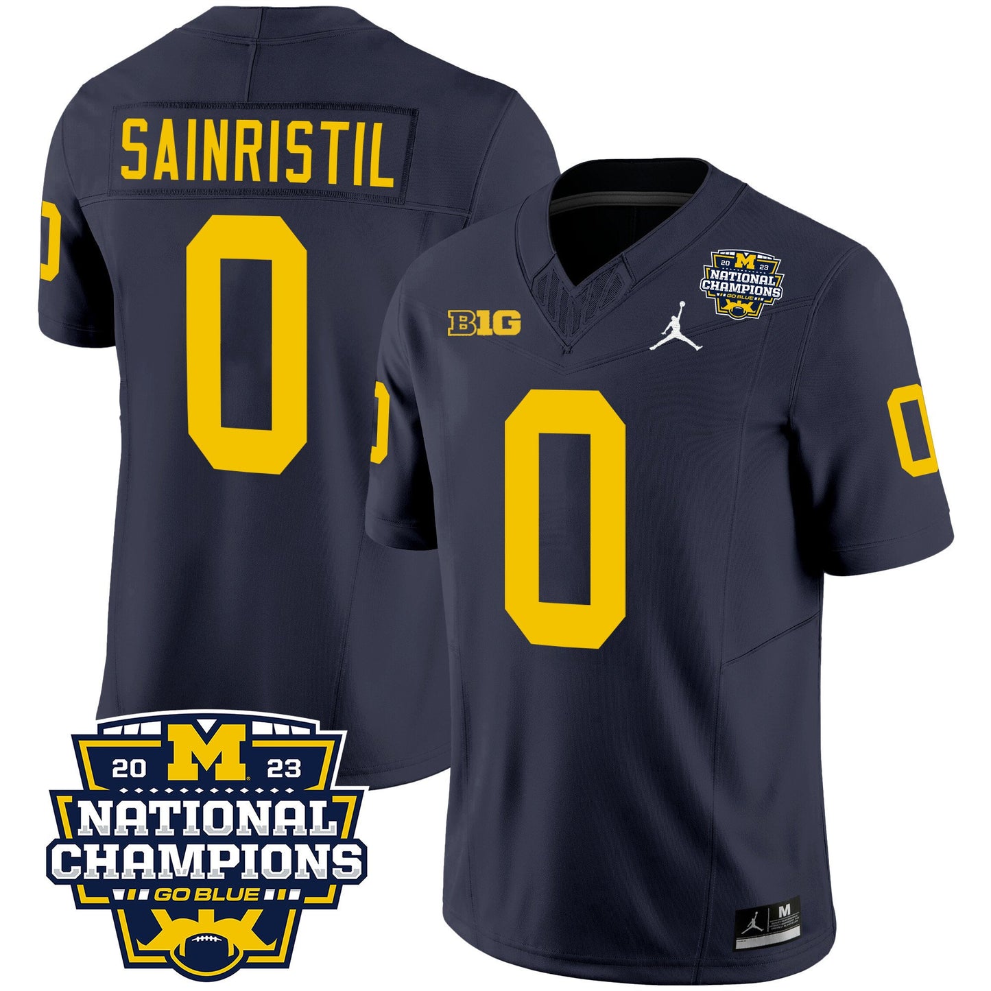 Michigan Wolverines 2023 National Champions Patch Vapor Jersey V2 - All Stitched