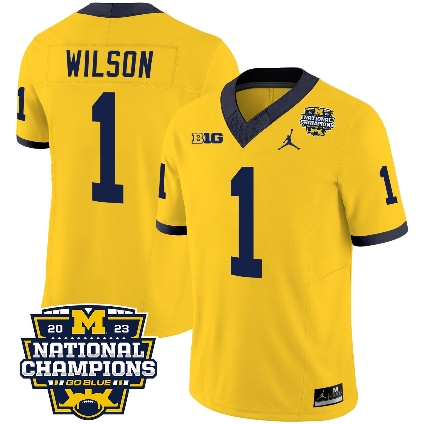 Michigan Wolverines 2023 National Champions Patch Vapor Jersey V2 - All Stitched