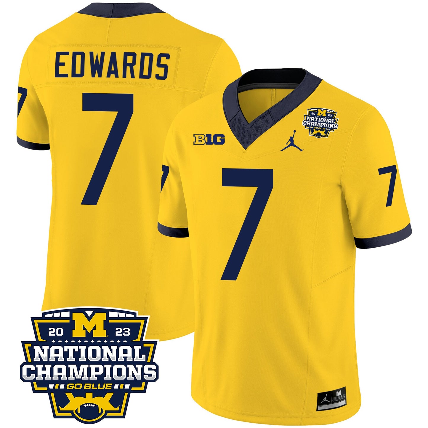 Michigan Wolverines 2023 National Champions Patch Vapor Jersey V2 - All Stitched