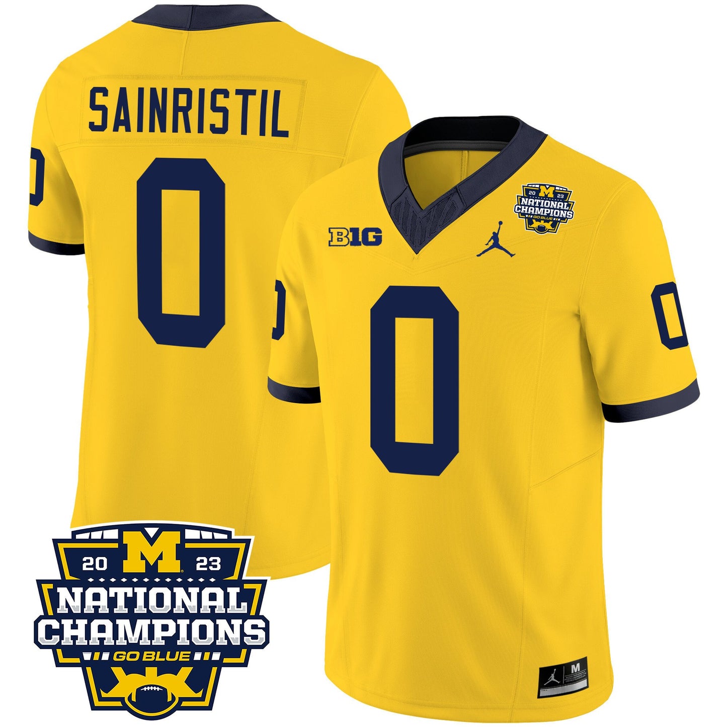 Michigan Wolverines 2023 National Champions Patch Vapor Jersey V2 - All Stitched