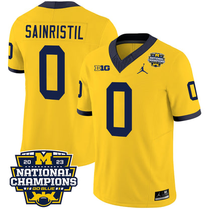 Michigan Wolverines 2023 National Champions Patch Vapor Jersey V2 - All Stitched