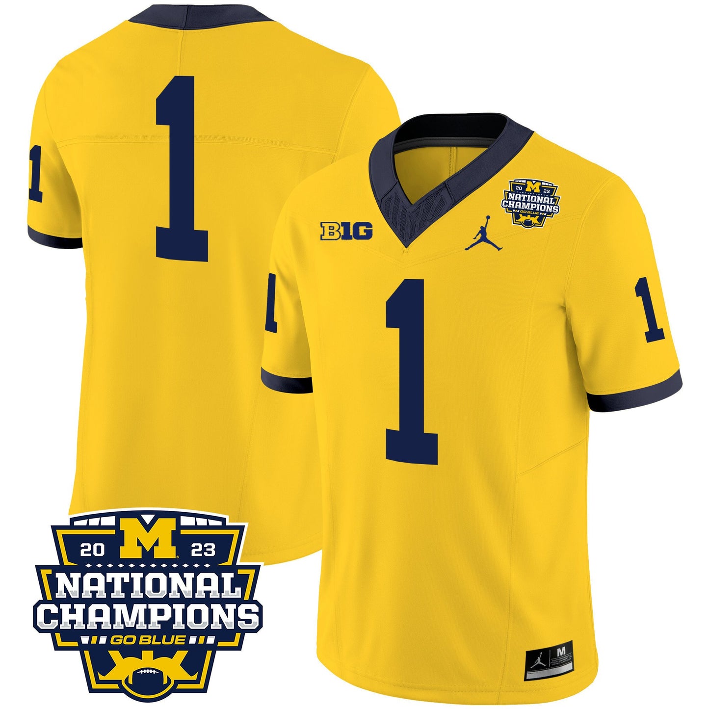 Michigan Wolverines 2023 National Champions Patch Vapor Jersey V2 - All Stitched