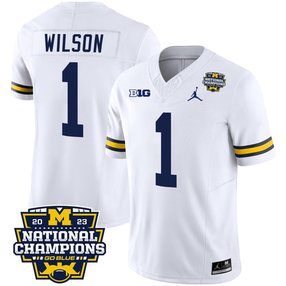 Michigan Wolverines 2023 National Champions Patch Vapor Jersey V2 - All Stitched