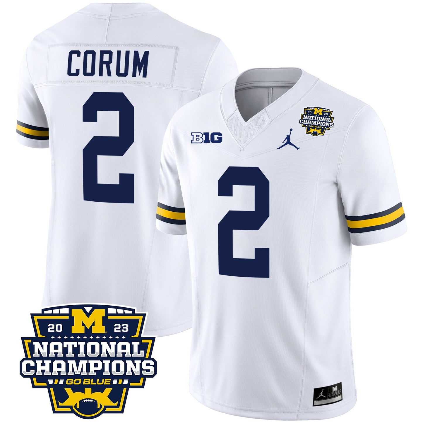 Michigan Wolverines 2023 National Champions Patch Vapor Jersey V2 - All Stitched