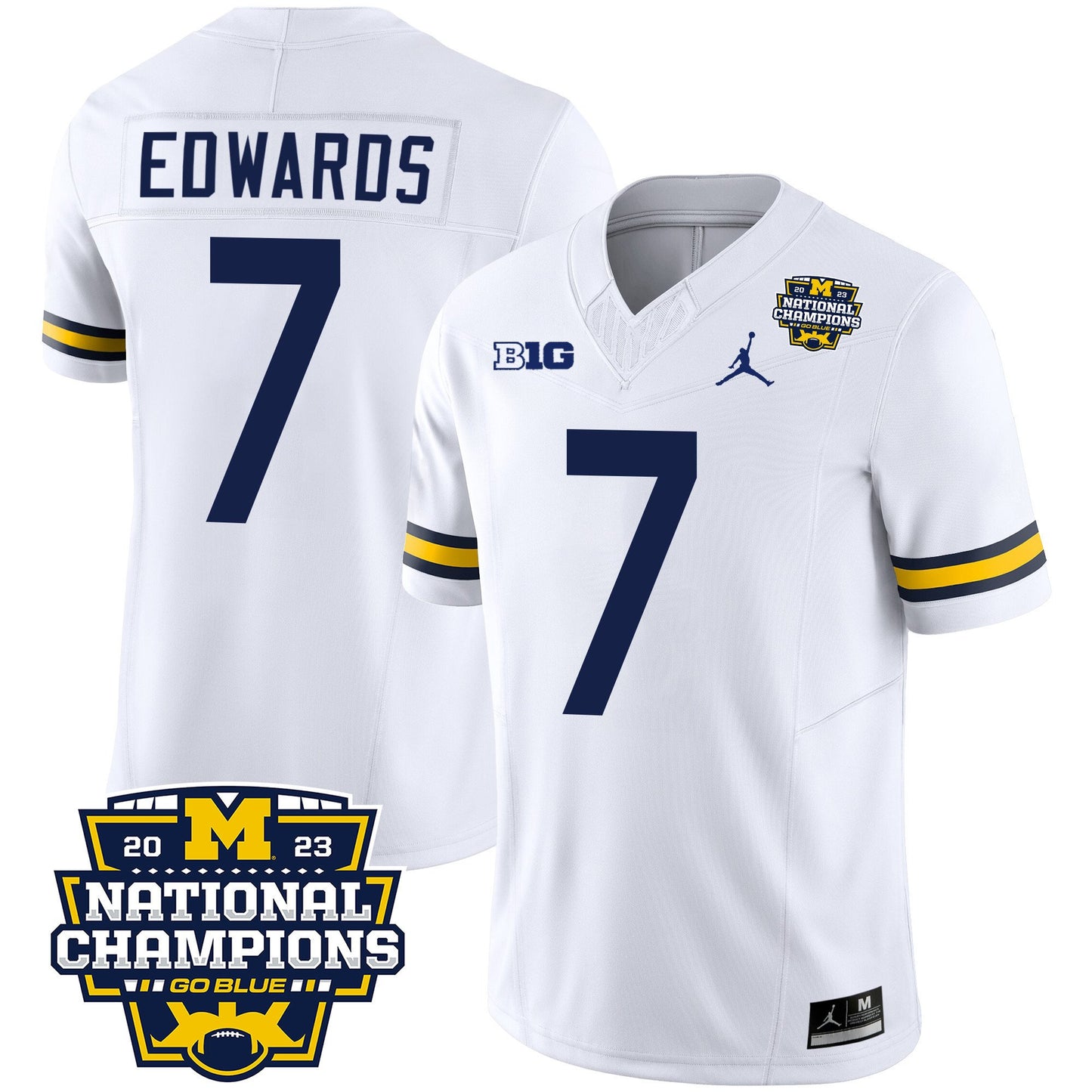 Michigan Wolverines 2023 National Champions Patch Vapor Jersey V2 - All Stitched