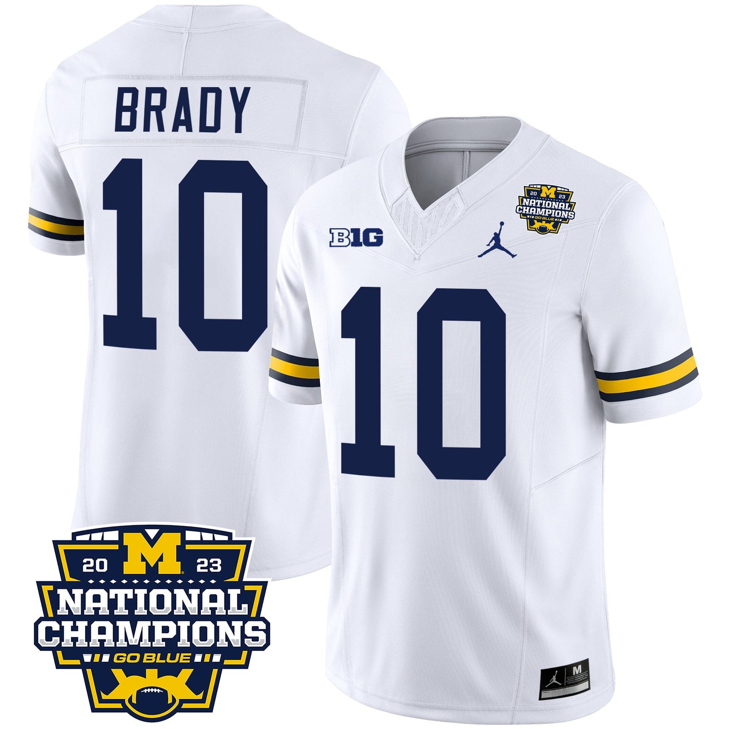 Michigan Wolverines 2023 National Champions Patch Vapor Jersey V2 - All Stitched