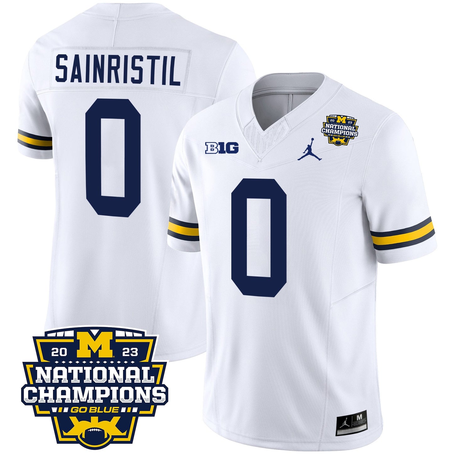 Michigan Wolverines 2023 National Champions Patch Vapor Jersey V2 - All Stitched