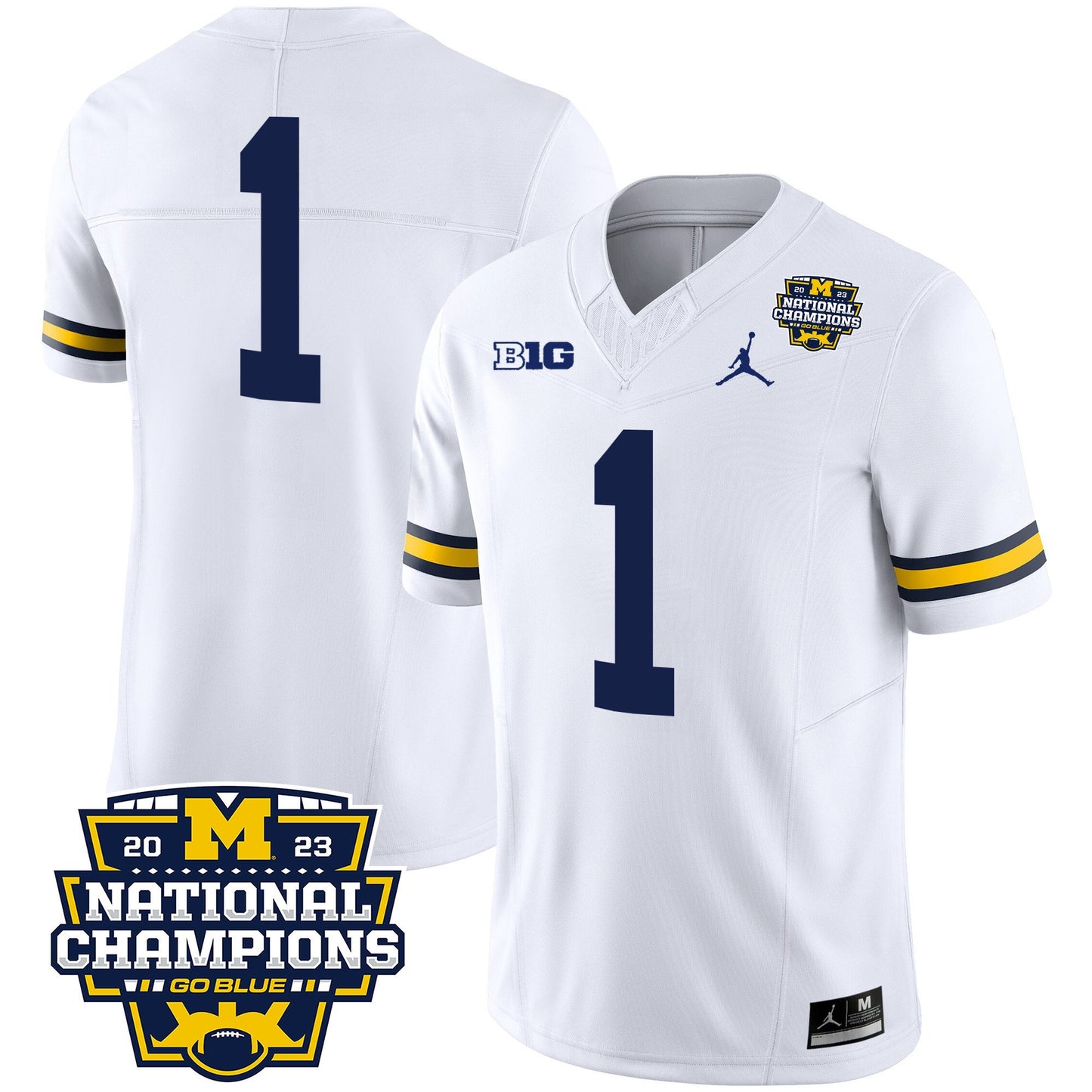 Michigan Wolverines 2023 National Champions Patch Vapor Jersey V2 - All Stitched