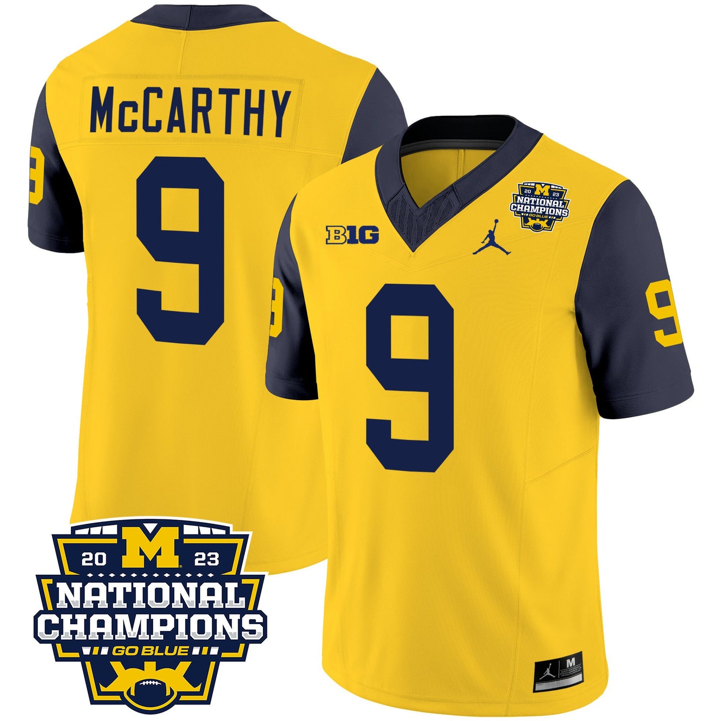 Michigan Wolverines 2023 National Champions Patch Vapor Jersey V2 - All Stitched