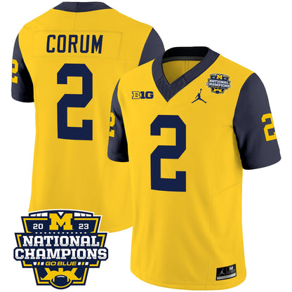 Michigan Wolverines 2023 National Champions Patch Vapor Jersey V2 - All Stitched