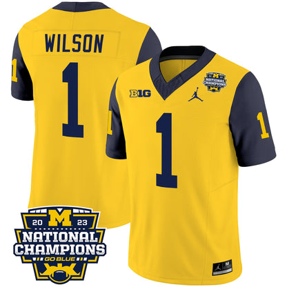 Michigan Wolverines 2023 National Champions Patch Vapor Jersey V2 - All Stitched