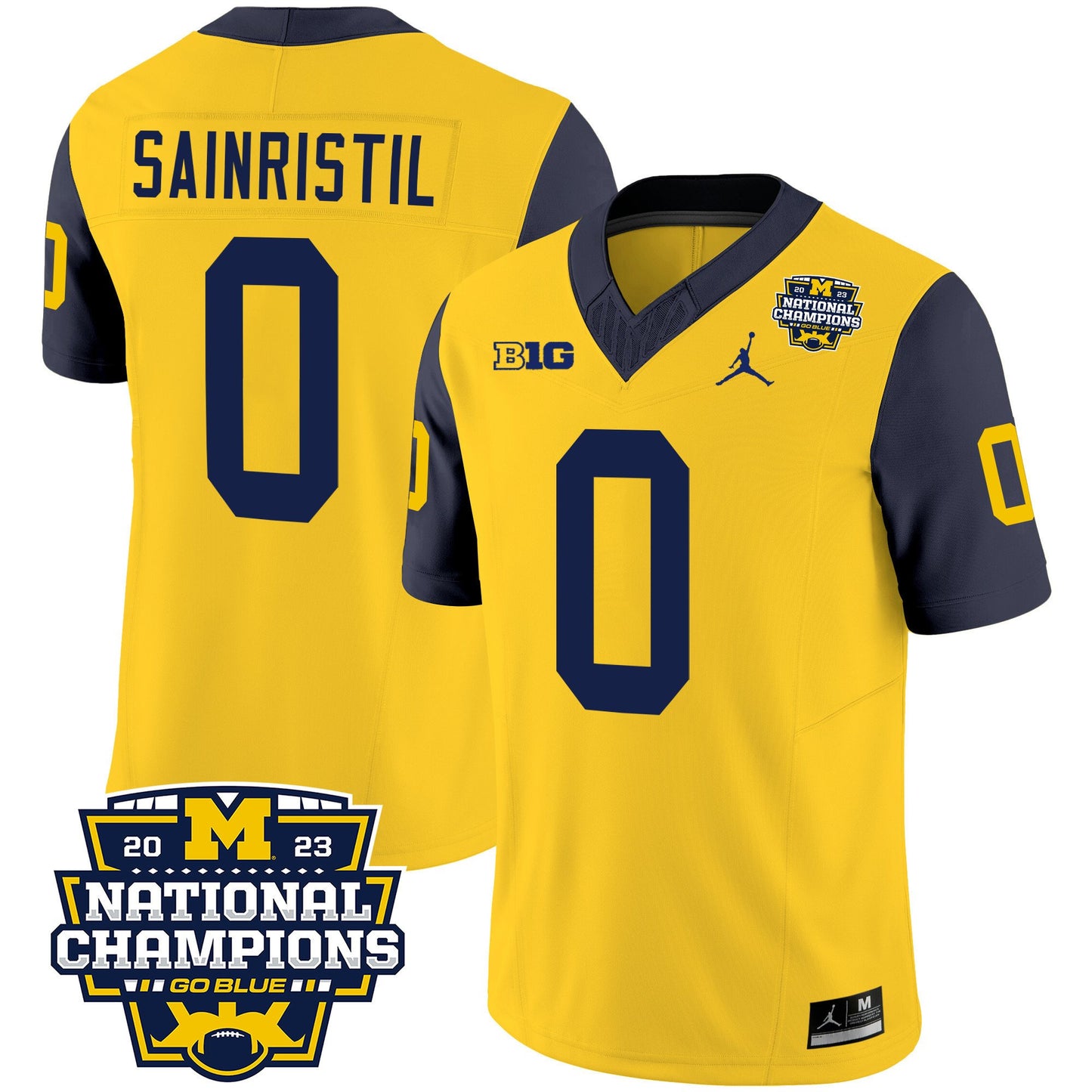 Michigan Wolverines 2023 National Champions Patch Vapor Jersey V2 - All Stitched