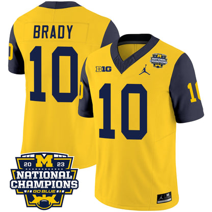 Michigan Wolverines 2023 National Champions Patch Vapor Jersey V2 - All Stitched