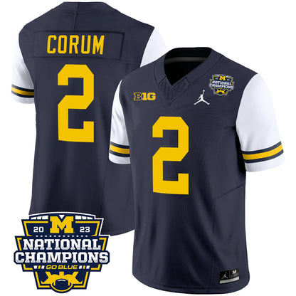 Michigan Wolverines 2023 National Champions Patch Vapor Jersey V2 - All Stitched