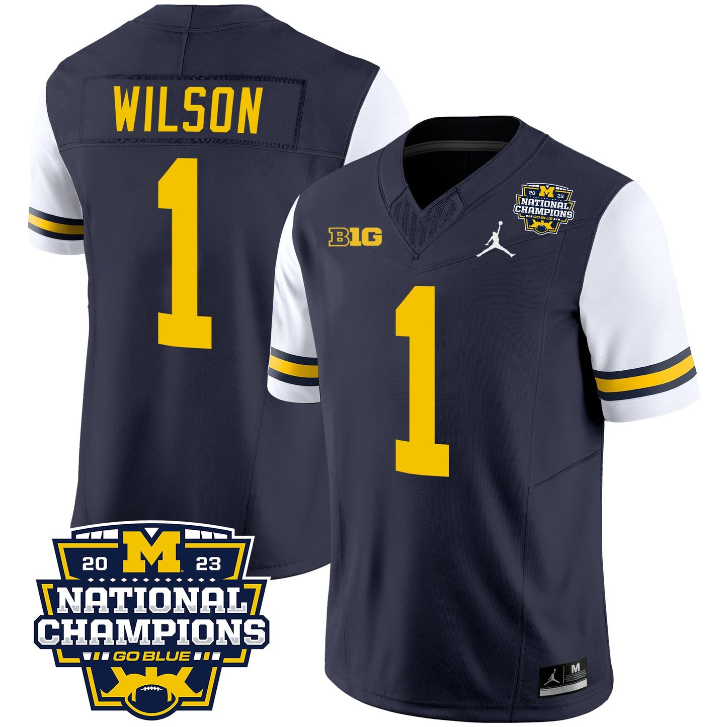 Michigan Wolverines 2023 National Champions Patch Vapor Jersey V2 - All Stitched