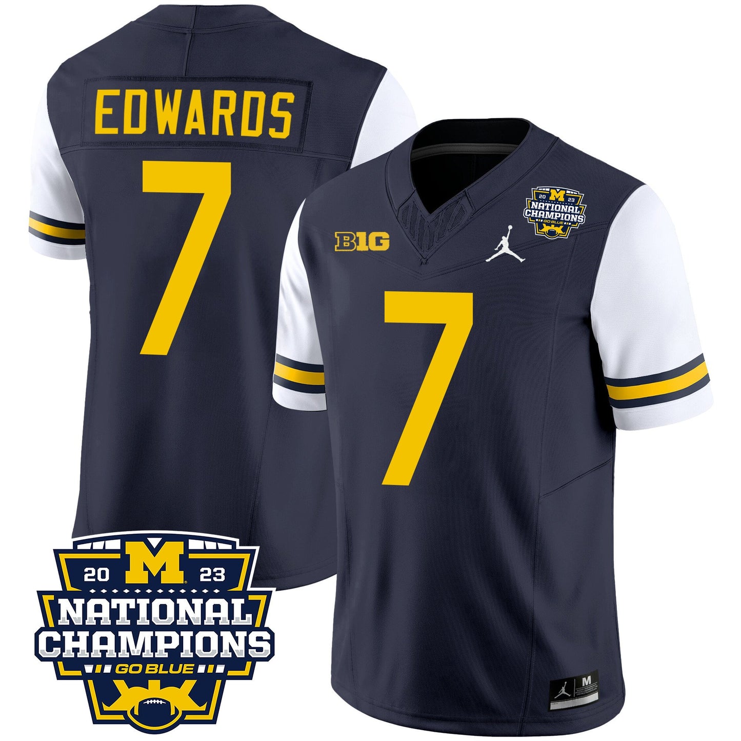 Michigan Wolverines 2023 National Champions Patch Vapor Jersey V2 - All Stitched