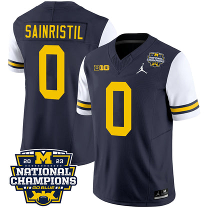 Michigan Wolverines 2023 National Champions Patch Vapor Jersey V2 - All Stitched