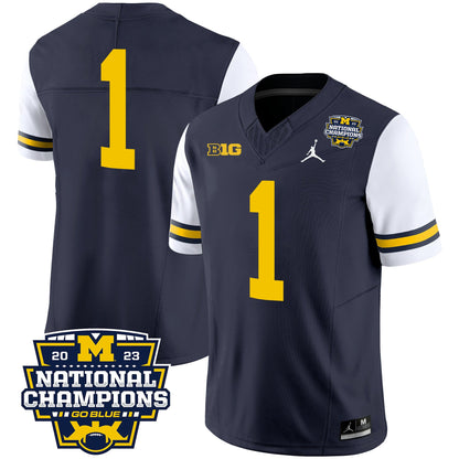 Michigan Wolverines 2023 National Champions Patch Vapor Jersey V2 - All Stitched