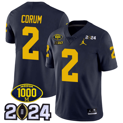 Michigan Wolverines 1000 Wins & 2024 College Bowl Patch Vapor Limited Jersey - All Stitched